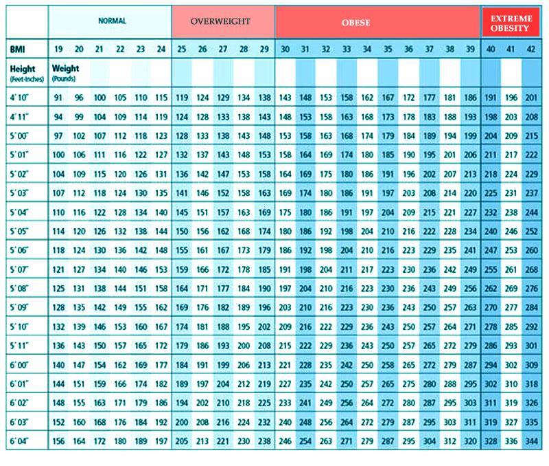 BMI Chart based on height and weight for women and men BMI Chart based on height and weight for women and men